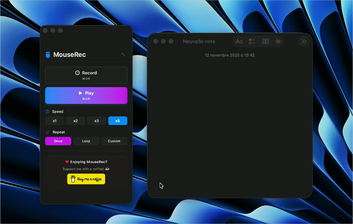 Recording interface Recording UI – placeholder